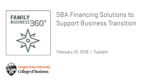 Thumbnail for entry SBA Financing Solutions to Support Business Transition