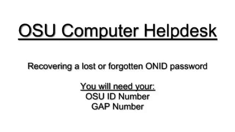 Thumbnail for ONID: How to Recover a Forgotten ONID Password