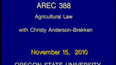 Thumbnail for entry AREC 388 Fall 2010 - Lecture 14