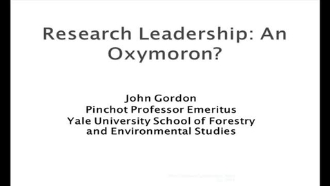 Thumbnail for entry Research Leadership: An Oxymoron?