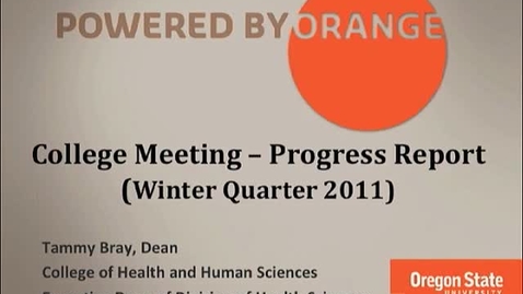 Thumbnail for entry HHS College Meeting - Progress Report (Winter 2011)