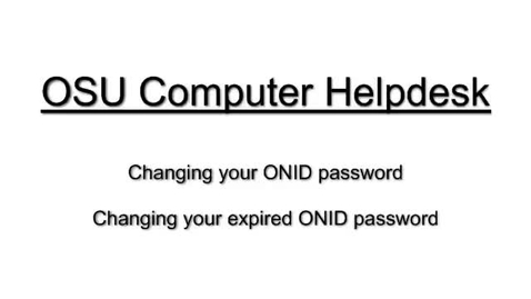 Thumbnail for ONID: How to Change Your ONID Password
