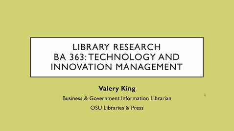 Thumbnail for entry BA 363 Pt 1: Library Research