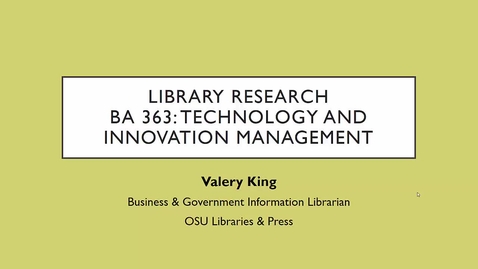 Thumbnail for BA 363 Pt 1: Library Research