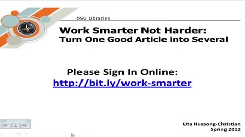 Thumbnail for entry Uta Hussong-Christian - Work Smarter Not Harder:  Turn One Good Article Into Several (May 16, 2012)