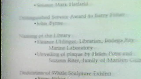 Thumbnail for Dedication of Guin Library at Hatfield Marine Science Center, July 4, 1990.