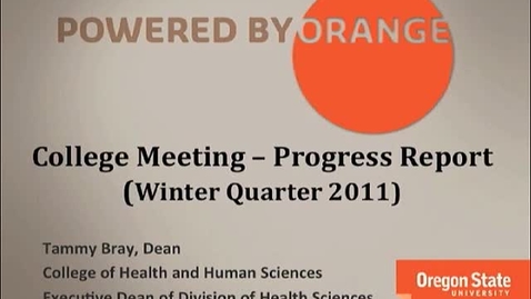 Thumbnail for HHS College Meeting - Progress Report Winter 2011
