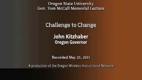 Thumbnail for Governor John Kitzhaber - McCall Memorial Lecture