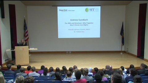 Thumbnail for entry Scholars' Insights 2014:  Andrew Gundlach - The NRA and Newtown: Why Tragedies Won't Hinder Gun Rights