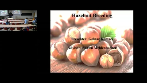 Thumbnail for Hazelnut breeding by Golnaz Komaei Koma and Managing acclimation, hardiness and bacterial canker of sweet cherry by Drew Hubbard