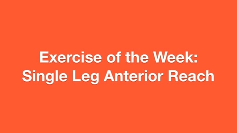 Thumbnail for entry Exercise of the Week:Single Leg Anterior Reach.m4v