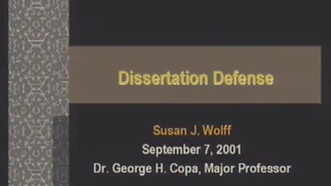 Thumbnail for Susan J. Wolff Dissertation Defense