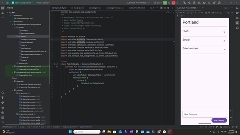 Thumbnail for Mobile Software Development - Assignment 5, Building a Multi-Screen App P2