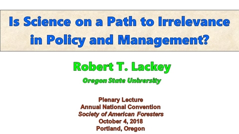 Thumbnail for Is Science on a Path to Irrelevance in  Policy and Management?
