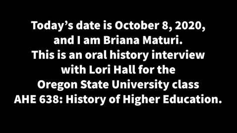 Thumbnail for Lori Hall Oral History Interview