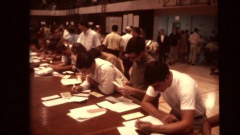 Thumbnail for entry Student registration in Gill Coliseum, 1967 