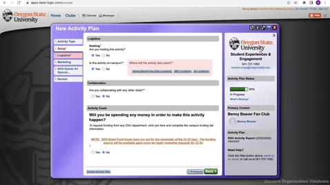 Thumbnail for Activity Plan: SOA Grant Funding Ideal Logic Tutorial