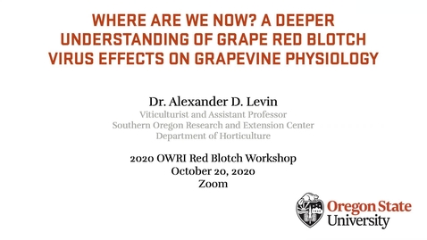 Thumbnail for Grapevine Red Blotch Disease Webinar - Dr. Alexander Levin