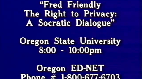 Thumbnail for &quot;The Right to Privacy: A Socratic Dialogue,&quot; October 24, 1991
