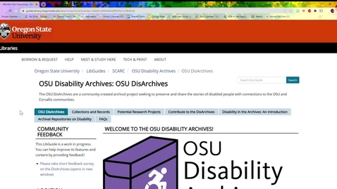 Thumbnail for OSU Disability Archives LibGuide: A Quick Tour