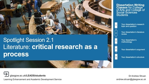 Thumbnail for Critical Research as Process (Dissertation Classes, 2020-2021)