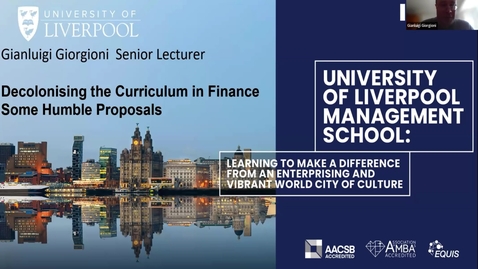 Thumbnail for entry 2.2 Decolonising the Curriculum in Finance: Some Humble Proposals by Gianliugi Giorgioni