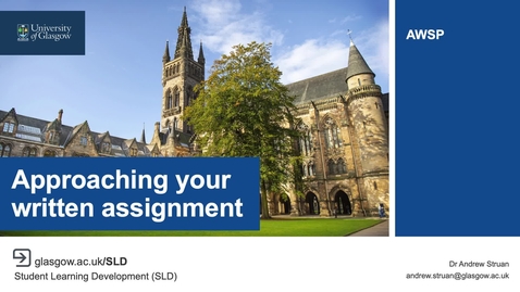 Thumbnail for Lecture One: Approaching a Written Assignment