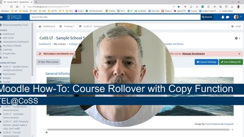 Thumbnail for entry Moodle How-To: Moodle Course Rollover with Copy Function