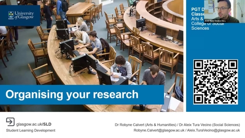 Thumbnail for Organising Your Research (PGT Dissertation Classes, 2024-2025)