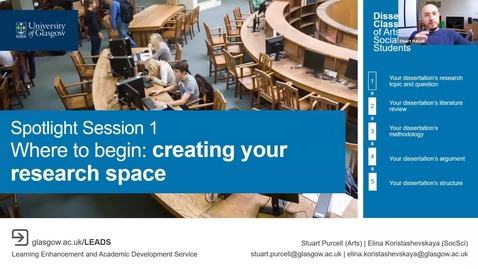 Thumbnail for Creating a Research Space (Dissertation Classes, 2020-2021) 