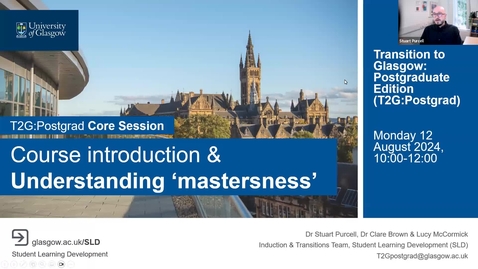 Thumbnail for T2G Postgrad Course Intro &amp; 'Mastersness'