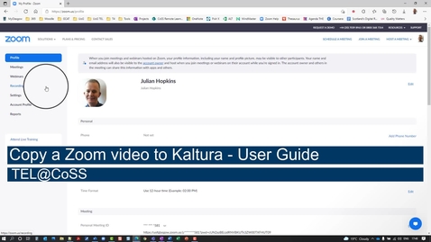 Thumbnail for entry Kaltura: Copy Zoom Video and Transcript to Kaltura