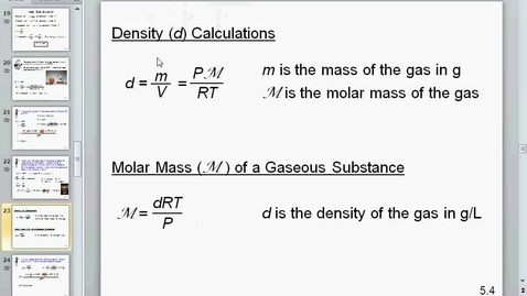 Thumbnail for entry density molar mass and stoichiometry of gases