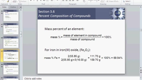 Thumbnail for % composition of a compound