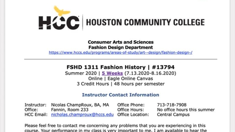 Thumbnail for Fashion History Summer 2020 - Syllabus Walk-Through