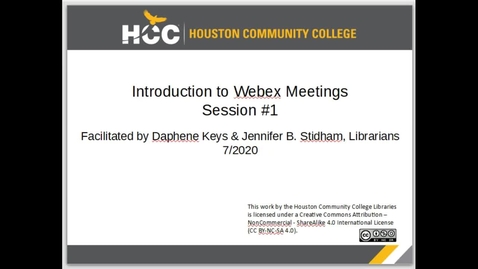 Thumbnail for Introduction to Webex Meetings - Session #1