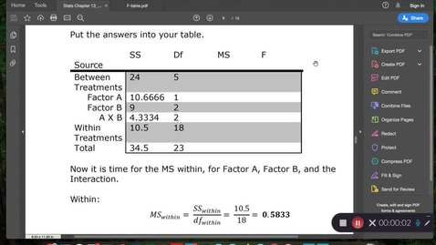 Thumbnail for entry Chapter 13: Two-Factor ANOVA Hypothesis Test Part 3, Effect Size