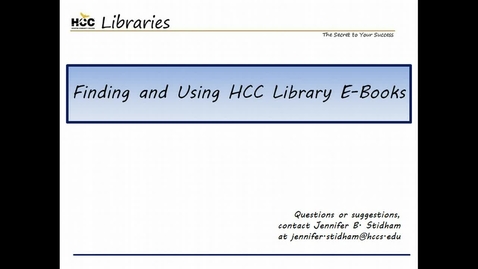 Thumbnail for Finding and Using HCC Library E-Books