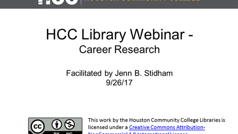 Thumbnail for Library Webinar- Career Research Session