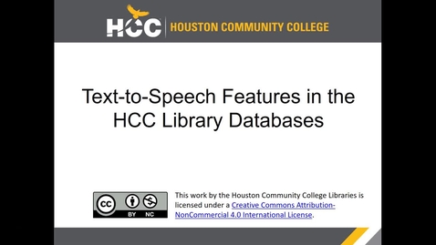 Thumbnail for Using HCC Library Databases to Find Materials With Text-to-Speech Capability