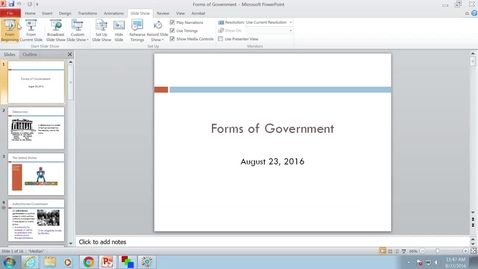 Thumbnail for Forms of Government: Professor Tannahill's Lecture of August 23, 2016