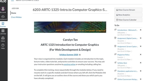 Thumbnail for ARTC 1325 Introduction to Computer Graphics (Summer 2022 - Overview)