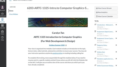 Thumbnail for entry ARTC 1325 Introduction to Computer Graphics (Summer 2022 - Overview)