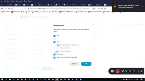 Thumbnail for Adding a CART Writer or ASL Interpreter to your WebEx class - April 24th 2020, 1:12:05 pm