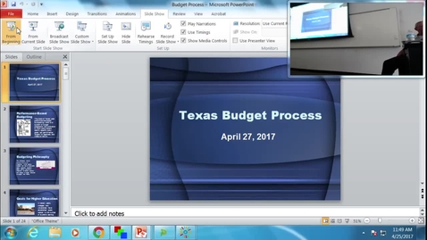 Thumbnail for entry Texas Budget Process: Professor Tannahill's Lecture of April 25, 2017