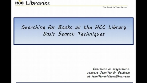 Thumbnail for entry Searching for Books at the HCC Library- Basic Search Techniques