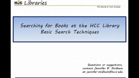 Thumbnail for Searching for Books at the HCC Library- Basic Search Techniques
