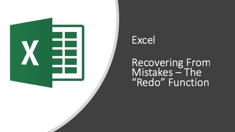 Thumbnail for entry Excel - Recovering From Mistakes