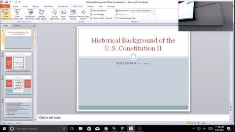 Thumbnail for entry Historical Background of the U.S. Constitution II: Professor Tannahill's Lecture of September 21, 2017