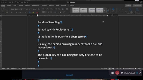 Thumbnail for entry Chapter 6: Probability - Random Sampling and Sampling With Replacement (Part 3)